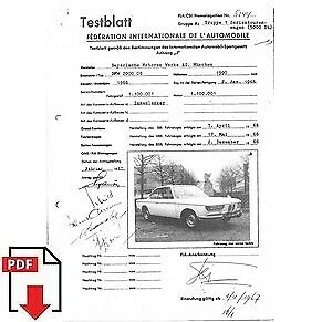 1967 BMW 2000 CS FIA homologation form PDF download